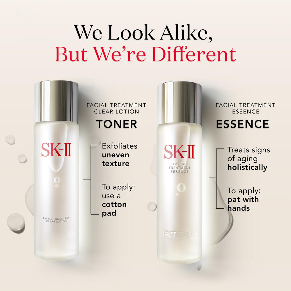 SK-II application sur le visage à l'aide d'un coton pour une peau nette