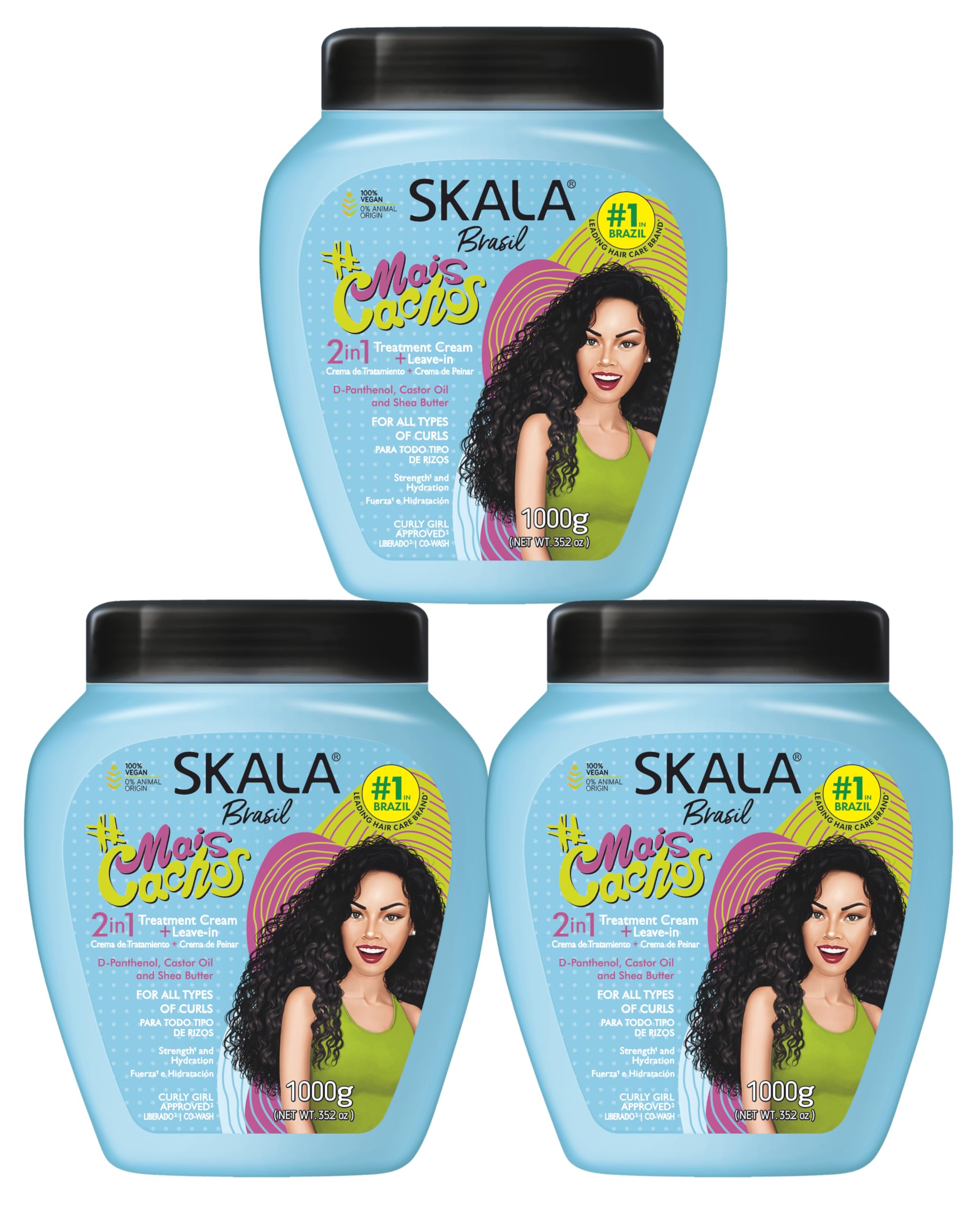 Flacon SKALA Mais Cachos Hydrates 2-en-1 pour un soin rapide des boucles.