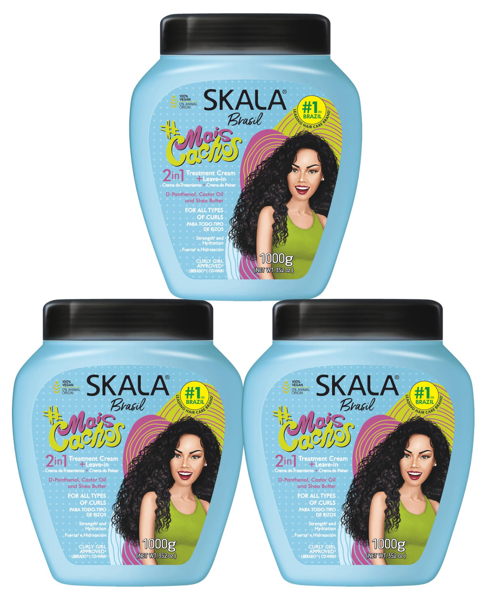 Flacon SKALA Mais Cachos Hydrates 2-en-1 pour un soin rapide des boucles.