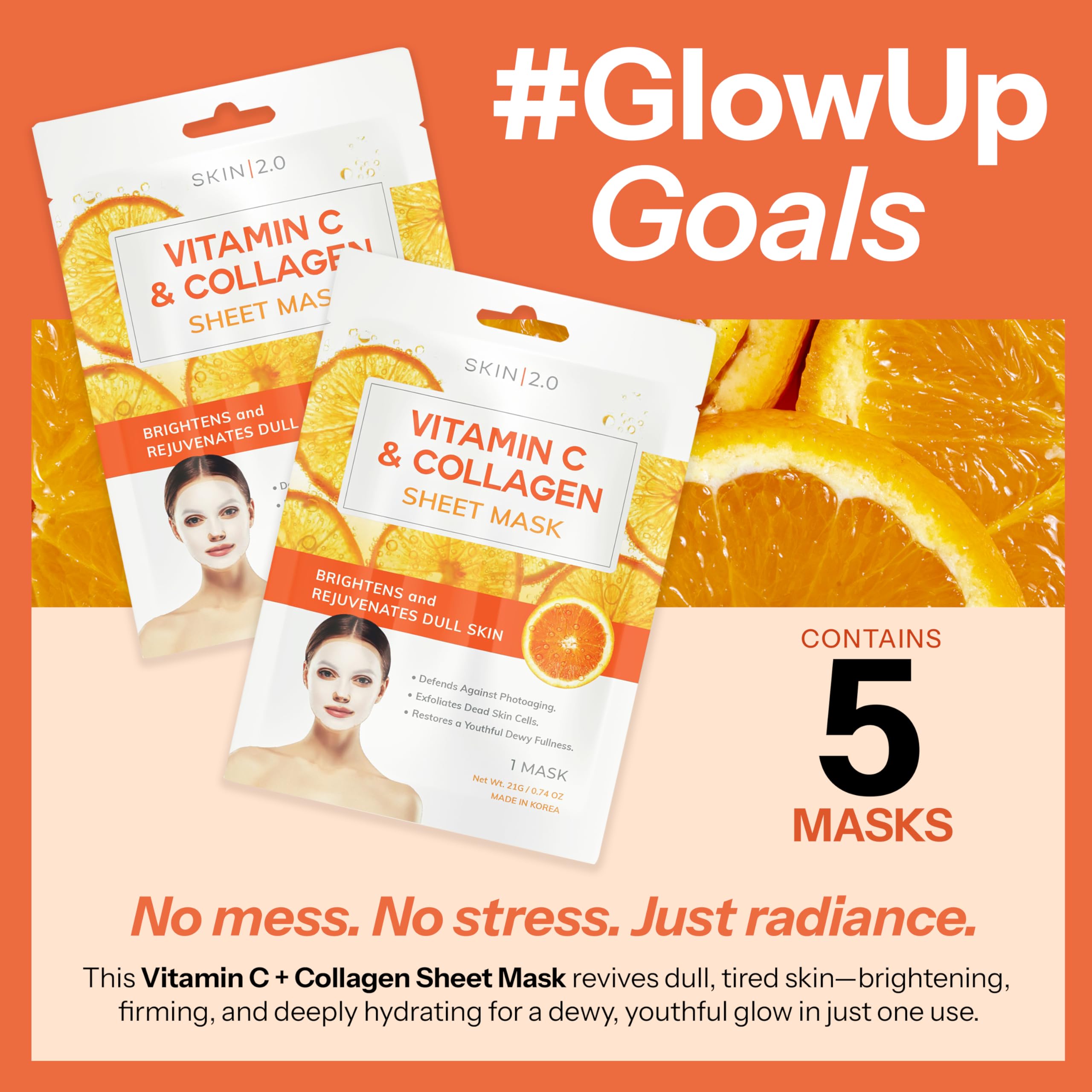 Éclat naturel après l'utilisation du masque Skin 2.0