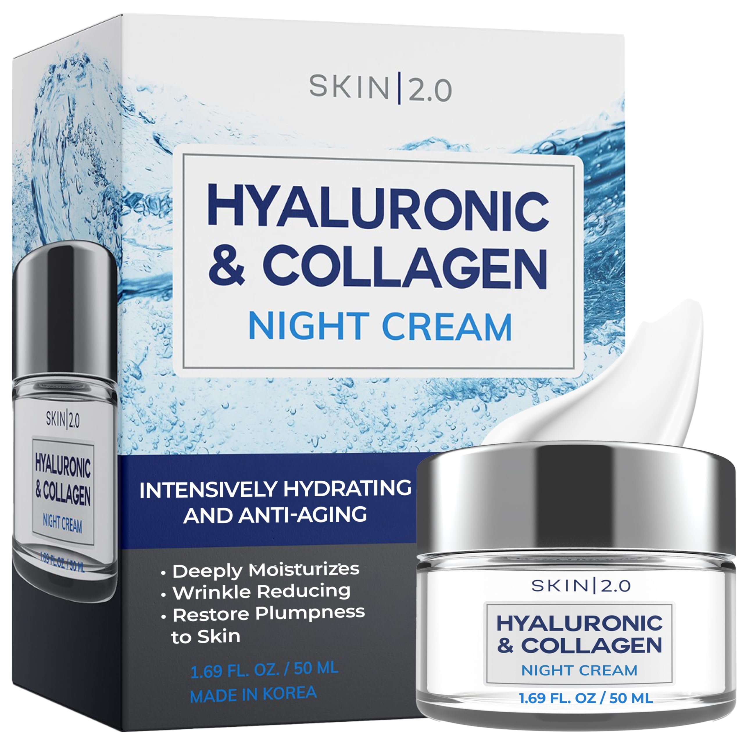 Skin 2.0 – crème nuit hydratante, hyaluronique et hydratation durable.