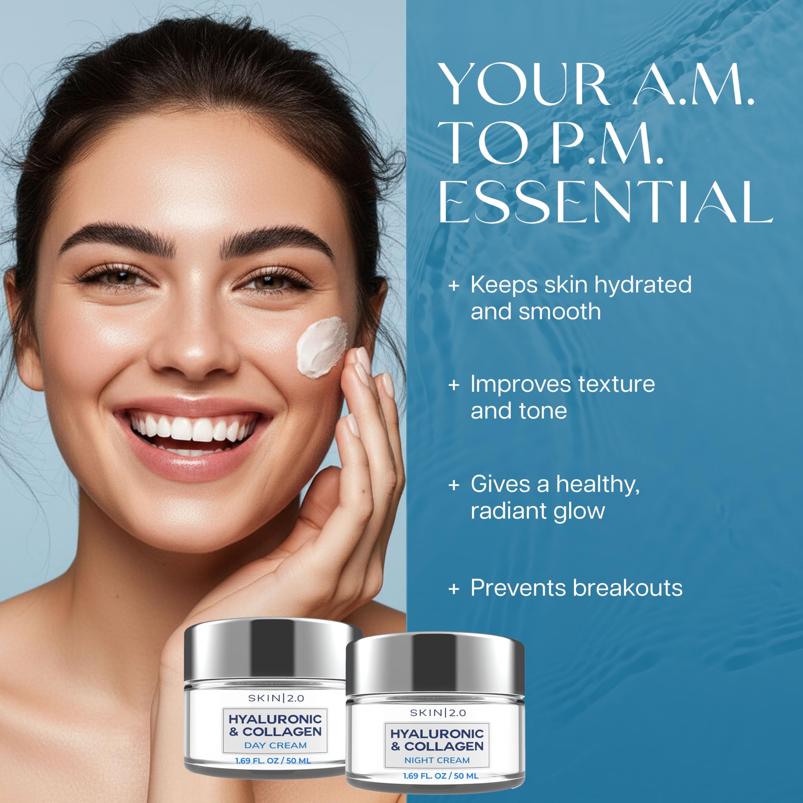 Close-up of hyaluronic acid droplets delivering plump hydration