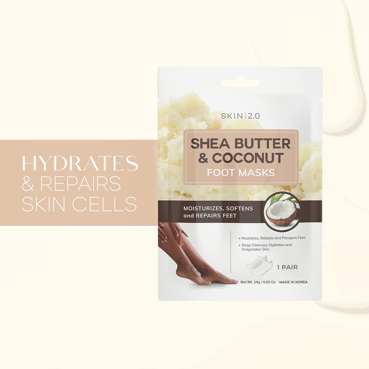 Skin 2.0 Masque Pieds application facile pour hydratation ciblée