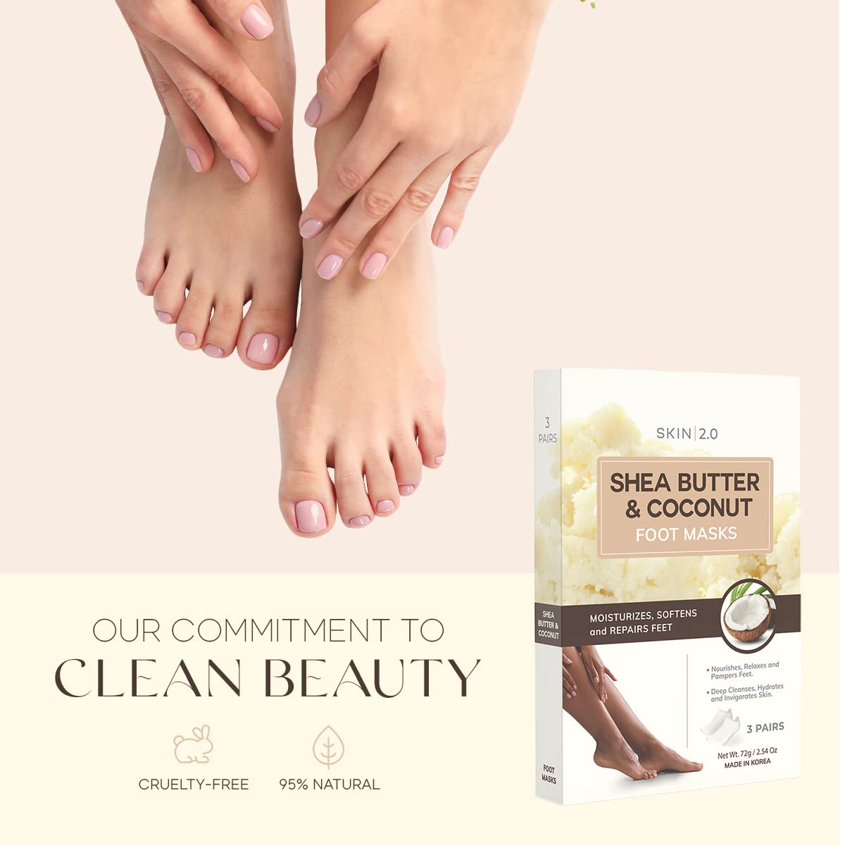 Skin 2.0 Masque Pieds texture riche pour pieds doux et revitalisés