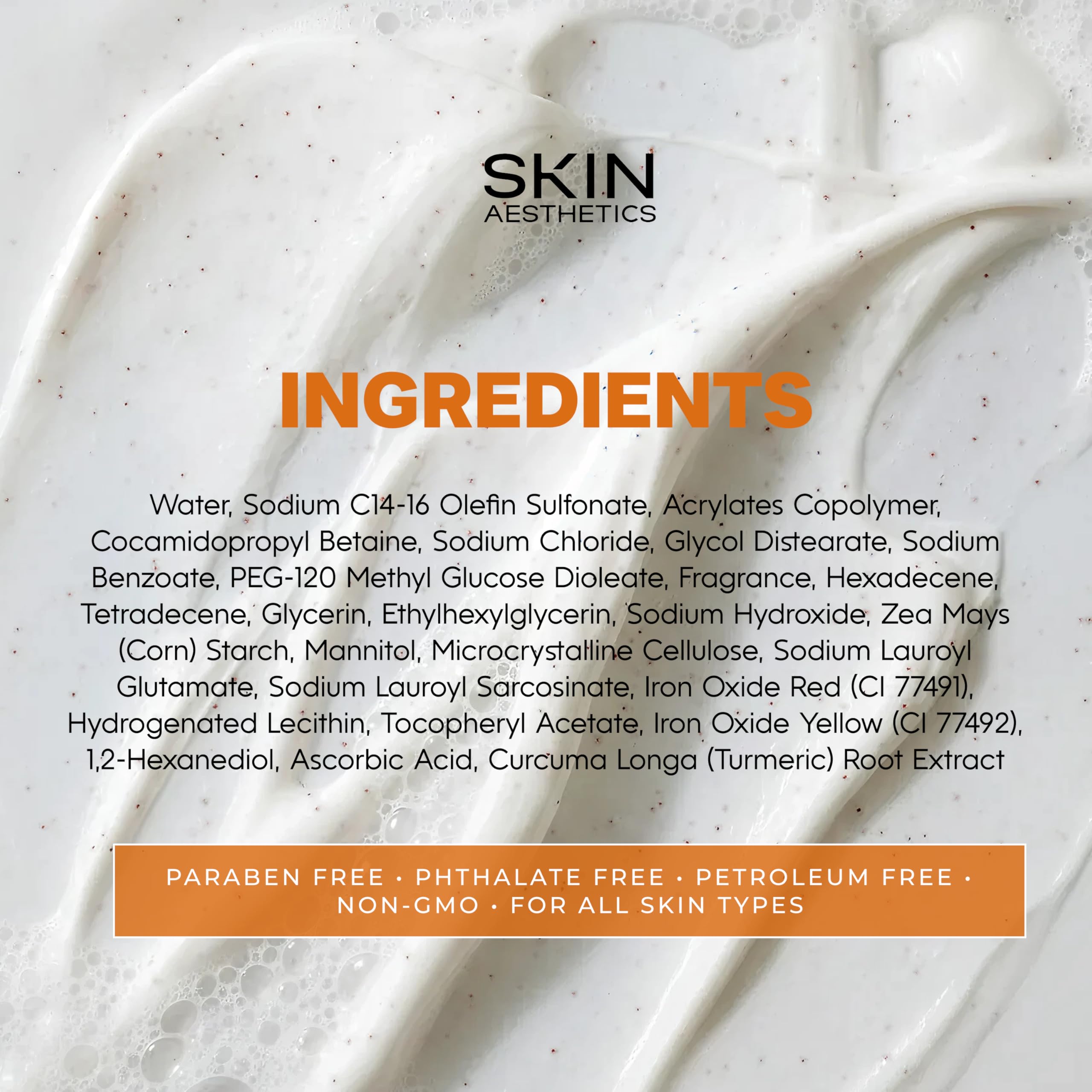 Étiquette Skin Aesthetics – emballage clean beauty sans parabènes.