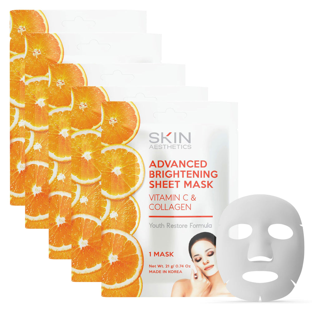 Skin Aesthetics Masque Visage Vitamine C et Collagène, emballage prêt à offrir, soin rapide.