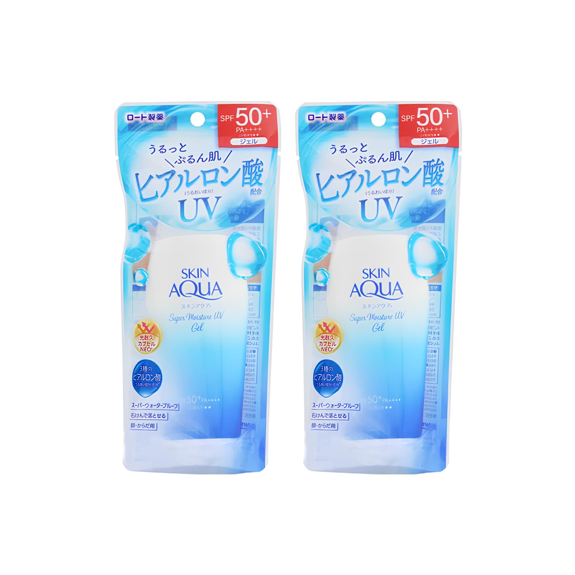 Skin Aqua – Texture Gel Hydratant, sans fini blanc, parfaite sous le maquillage.