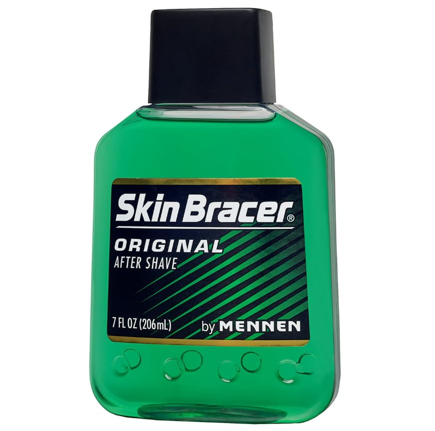Skin Bracer Après-Rasage Original – ensemble de trois bouteilles, pratique pour la routine du matin.