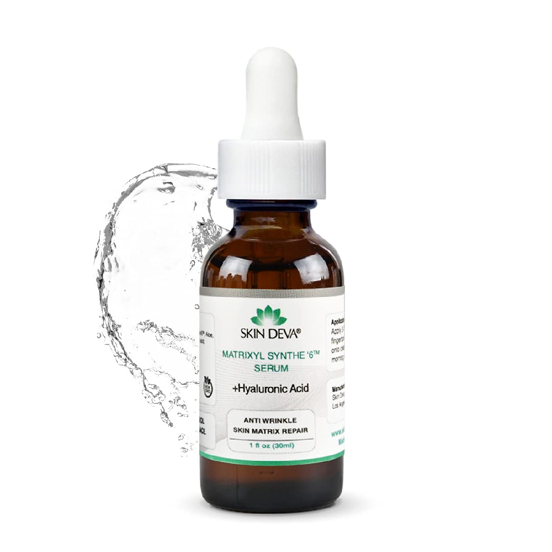 Flacon SKIN DEVA Matrixyl Synthe 6, peau plus lisse et hydratée.