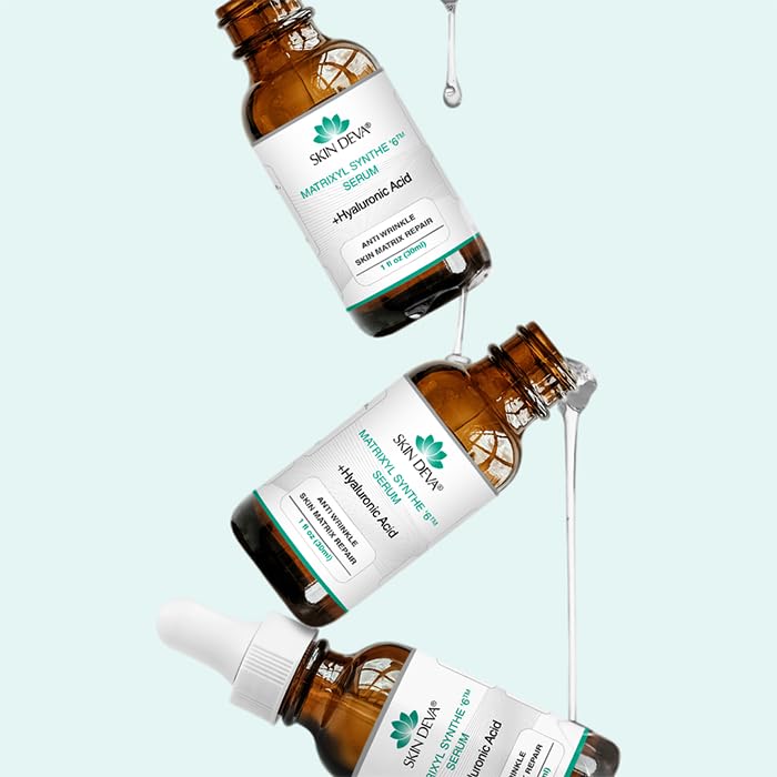 Pompe du sérum SKIN DEVA Matrixyl Synthe 6, application ciblée pour l'hydratation.