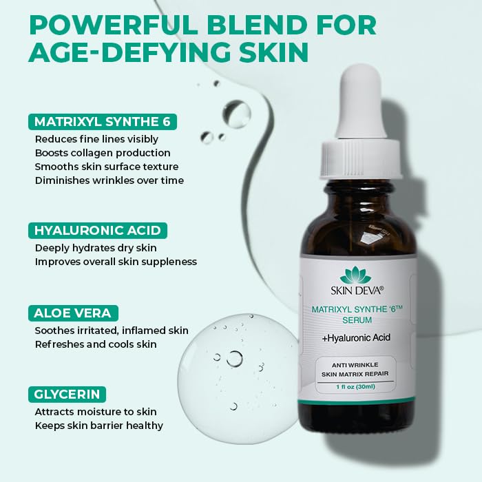 Texture légère du sérum SKIN DEVA, effet lisse et lumineux.