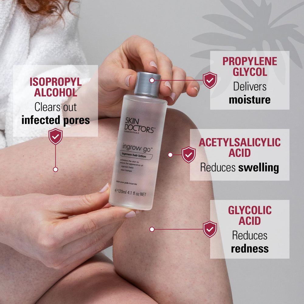 Application sur la peau avec Skin Doctors Ingrow Go pour prévenir les poils incarnés.