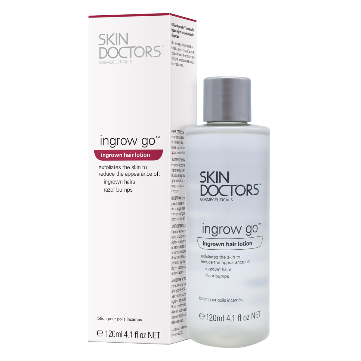 Skin Doctors Ingrow Go - flacon 120 ml prêt à traiter les poils incarnés.