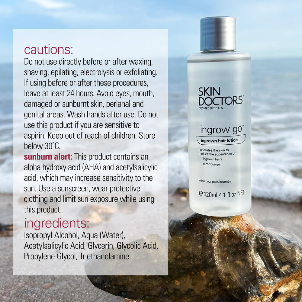 Ingrédients actifs puissants de Skin Doctors Ingrow Go purifiant les pores.