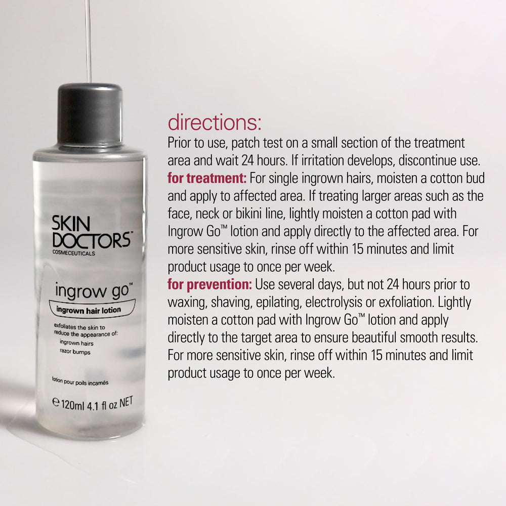 Peau lisse après application de Skin Doctors Ingrow Go.