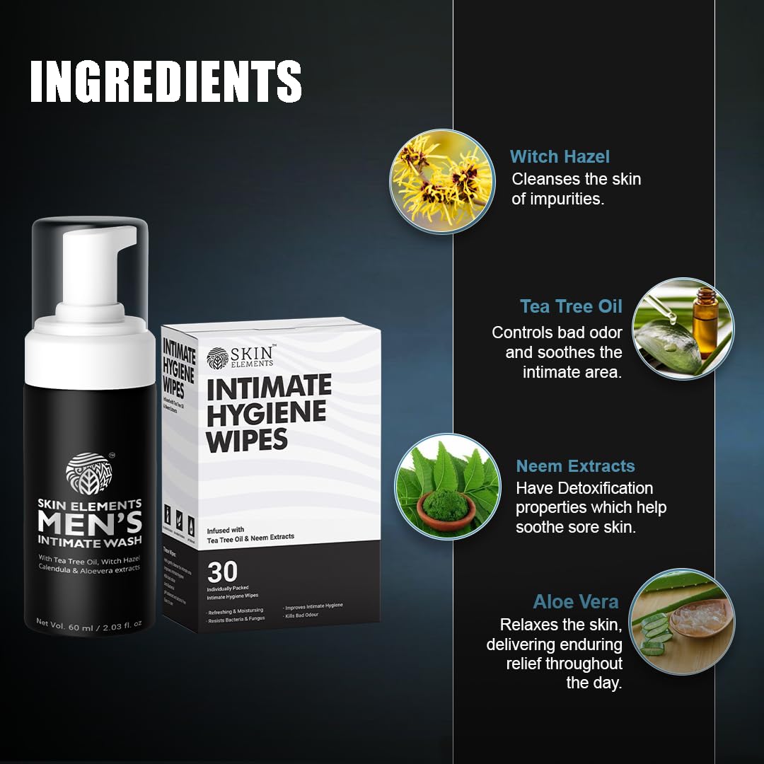 Skin Elements formule pH équilibré: adaptée à l'hygiène masculine.