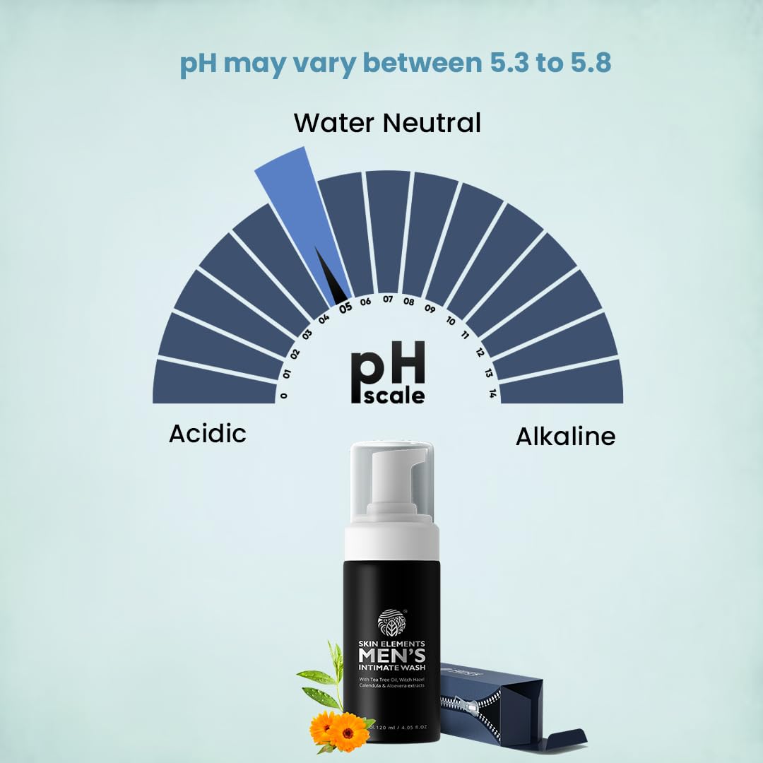 Skin Elements Nettoyant intime pour hommes, extrait d'hamamélis, purifie en douceur et apaise la peau.