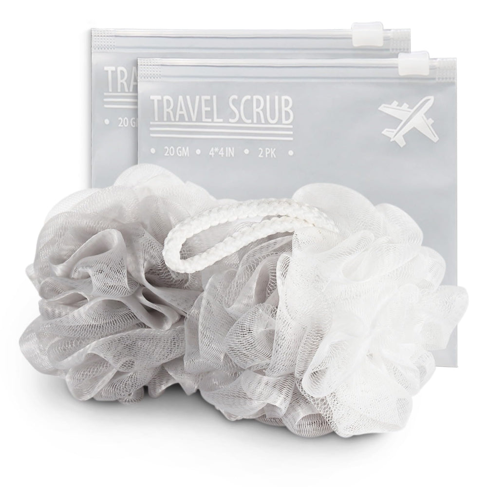 +skin loofah voyage: duo compact, pratique pour gym et déplacements.