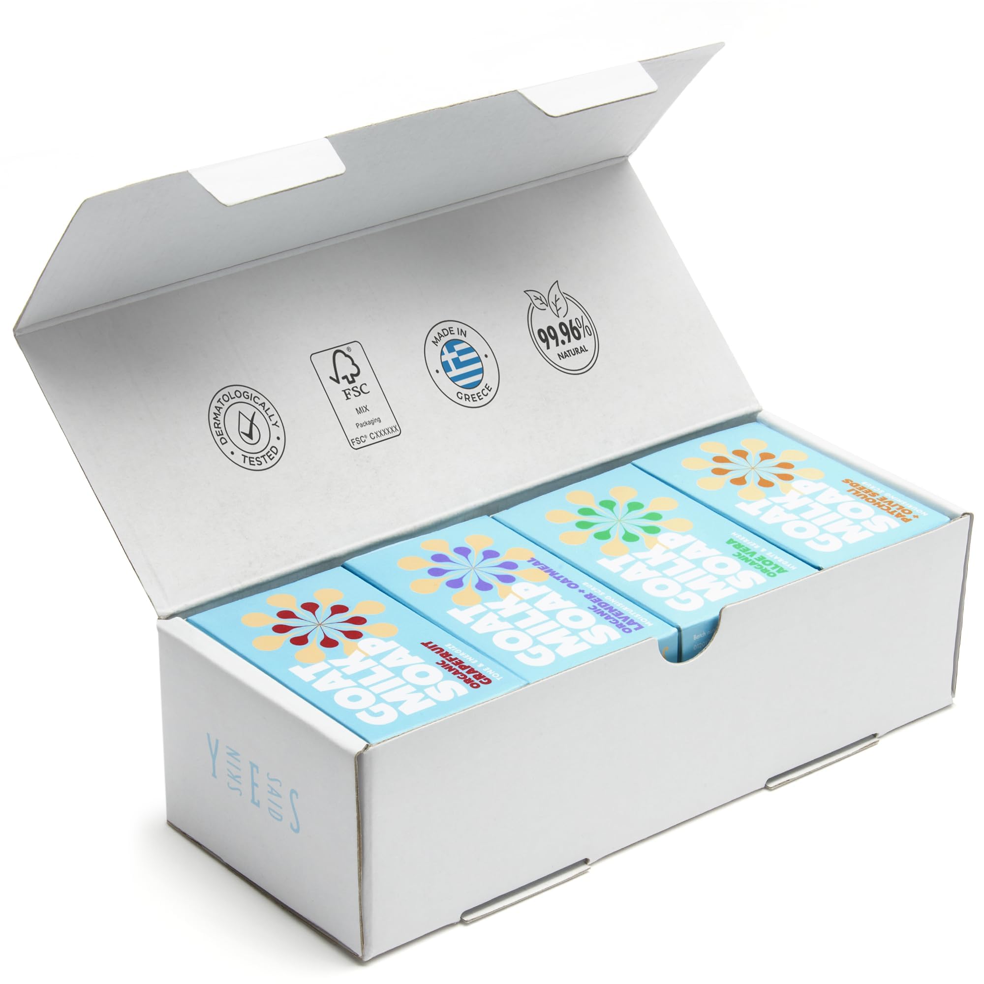 Skin Said Yes: ensemble de 8 barres au lait de chèvre pour peaux sensibles.