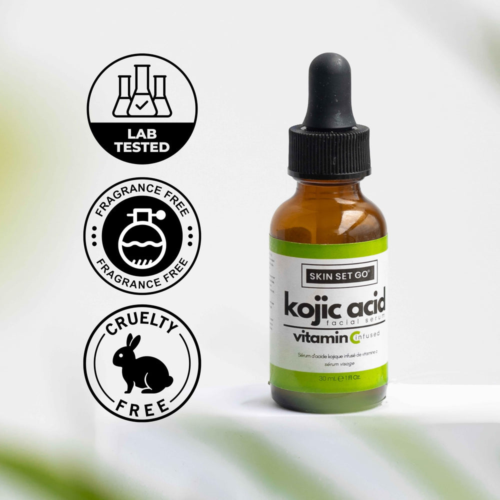 SkinSetGo Kojic: format pratique 30 ml idéal pour voyage et usage quotidien.