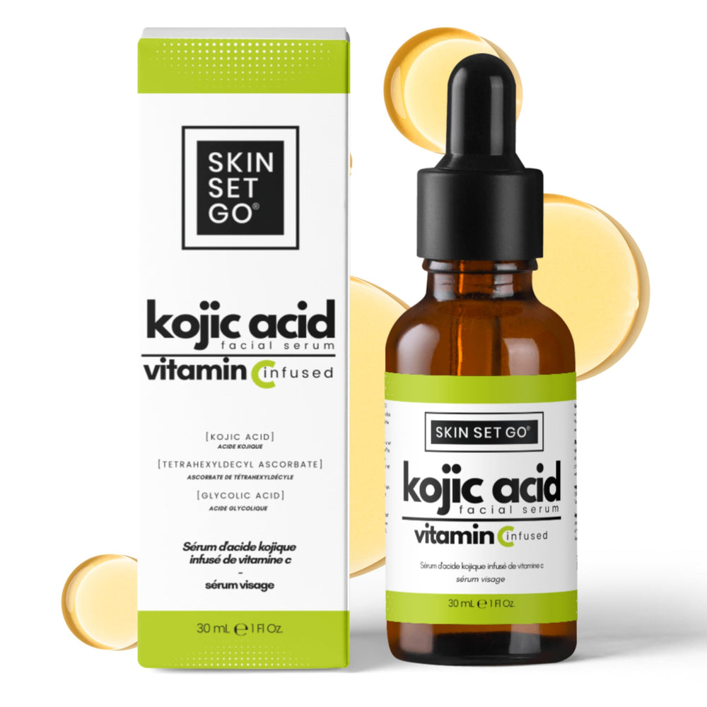 SkinSetGo Kojic: flacon élégant facilite l'application quotidienne et l'hydratation.