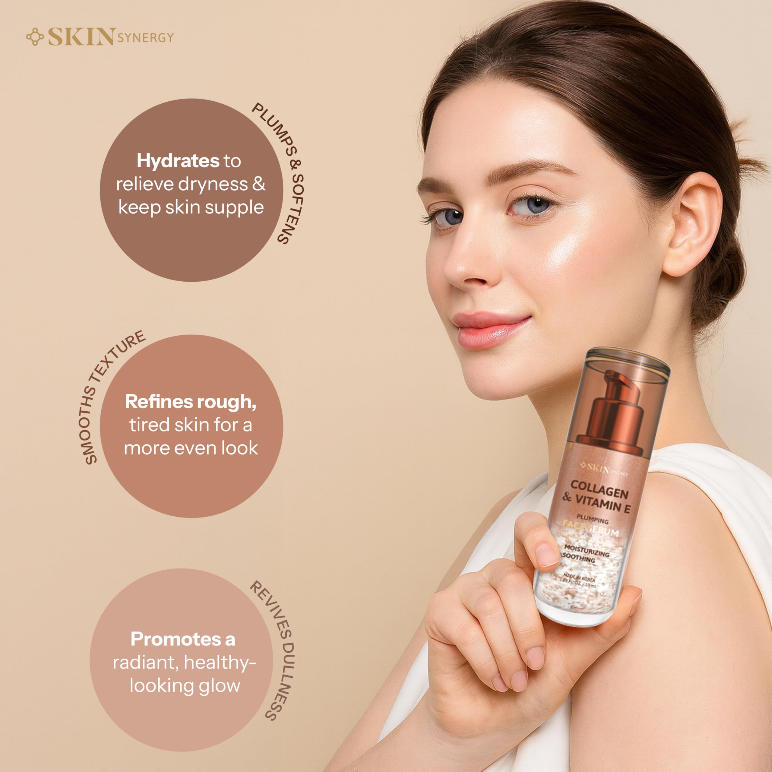 Skin Synergy Sérum Goutte révèle le compte-gouttes et l’absorption aisée.