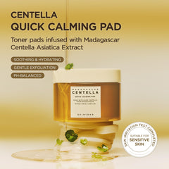 SKIN1004 Centella Quick Calming Pad – aperçu avant/après peau équilibrée.