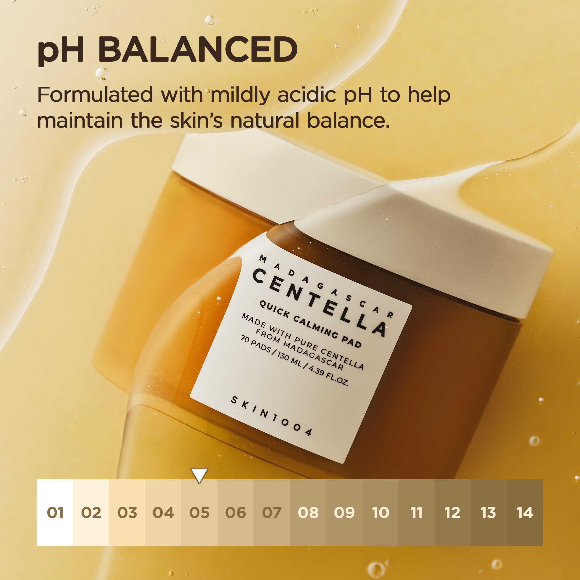 SKIN1004 Centella Quick Calming Pad – ingrédients clés Centella et Panthenol pour douceur et équilibre.