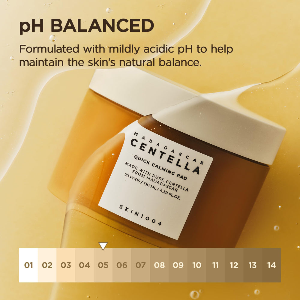 SKIN1004 Centella Quick Calming Pad – ingrédients clés Centella et Panthenol pour douceur et équilibre.