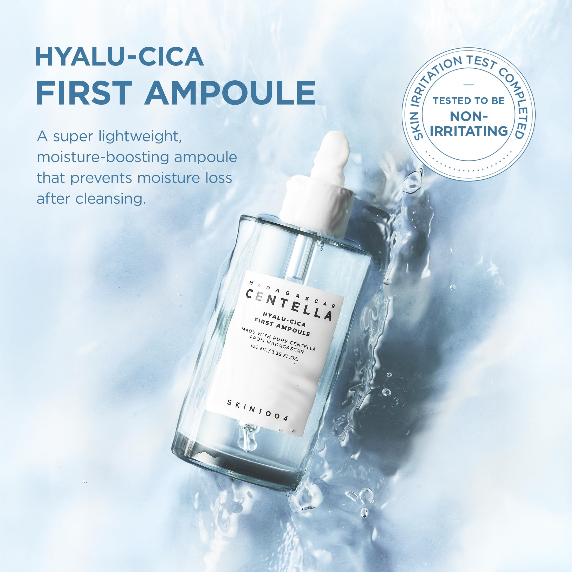 SKIN1004 Hyalu-Cica Première Ampoule : application en goutte pour préparer la peau.