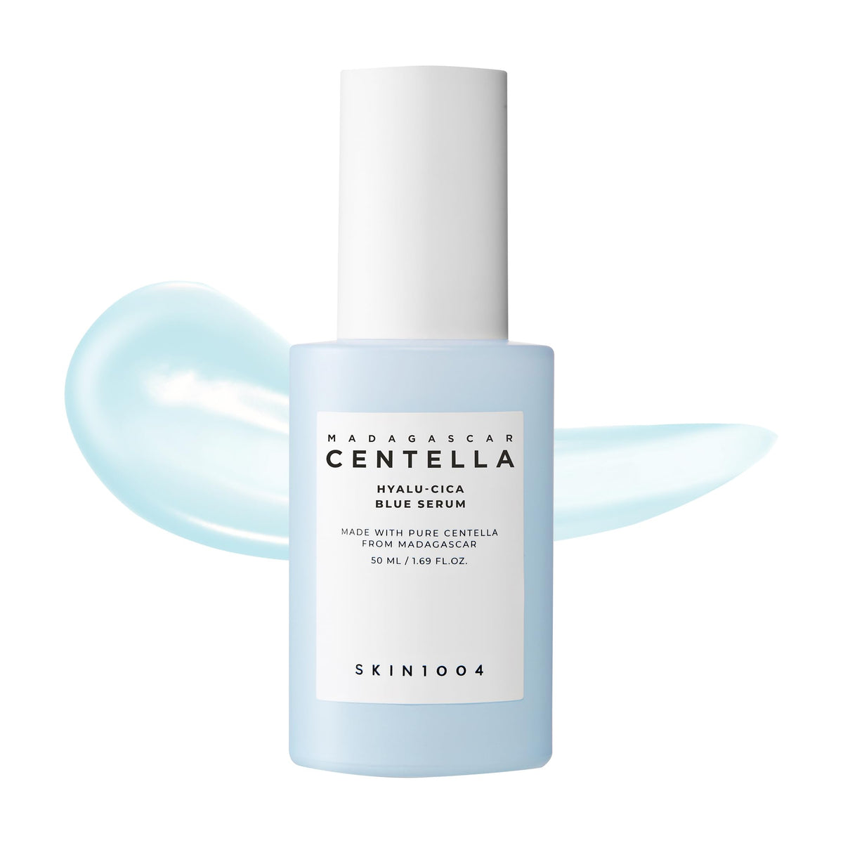 SKIN1004 Hyalu-Cica Blue Serum – bouteille élégante pour hydratation en profondeur.