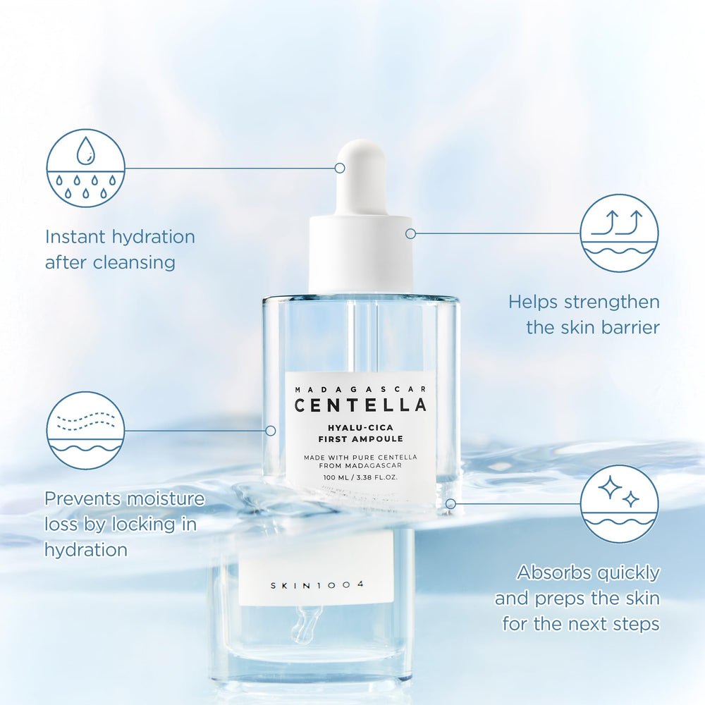 SKIN1004 Hyalu-Cica Première Ampoule : texture aqueuse légère et fraîcheur instantanée.