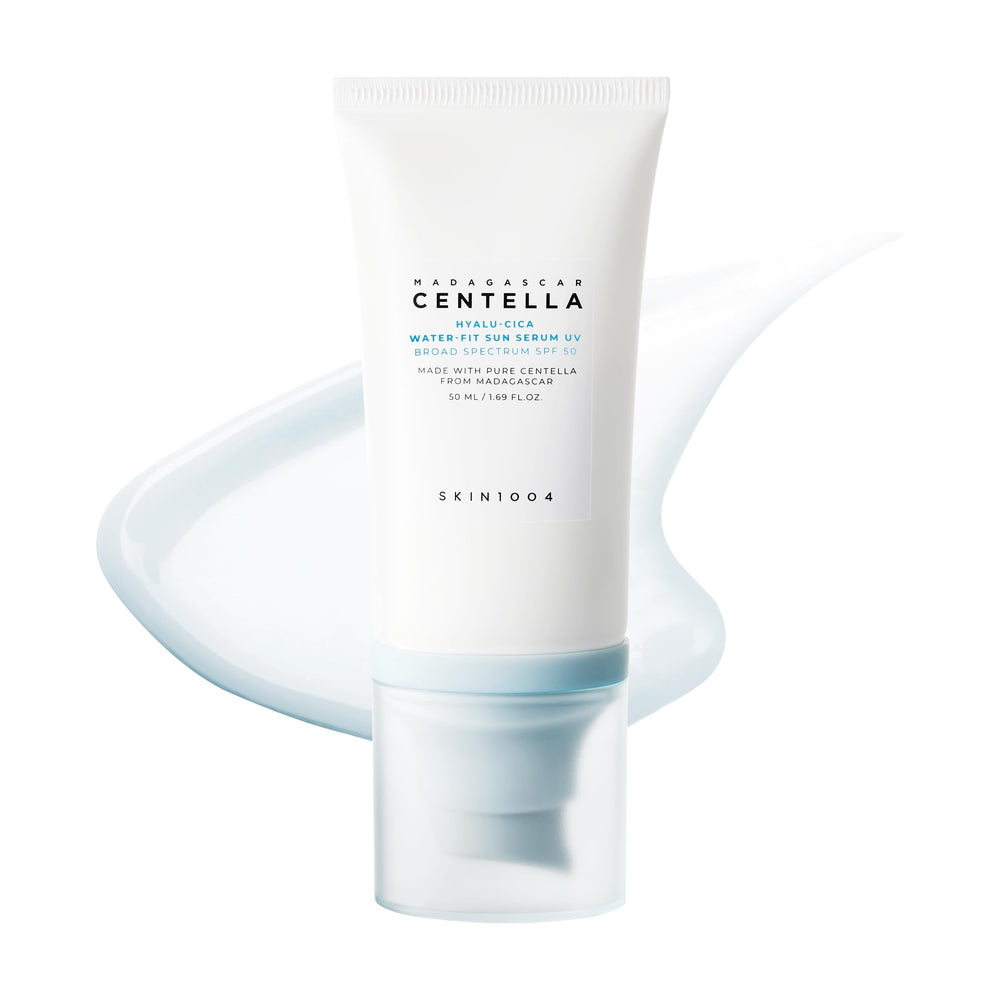 SKIN1004 Madagascar Centella Hyalu-Cica Water-Fit Sun Serum Bouteille: texture légère et protection UV.