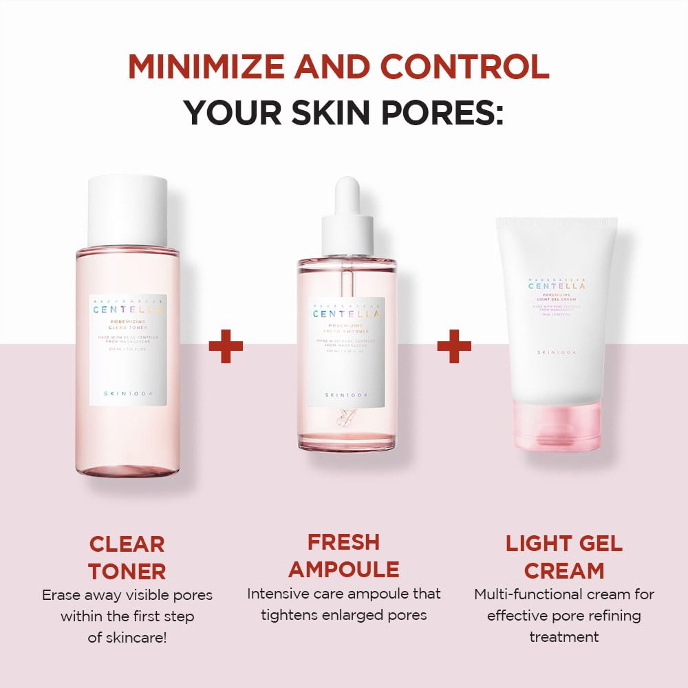 Skincare routine setup featuring SKIN1004 Madagascar Centella Poremizing Gel Cream