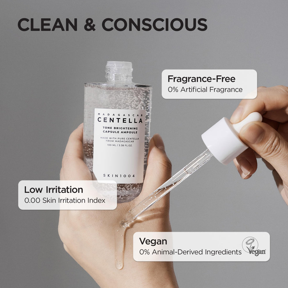 SKIN1004 Rituel quotidien, application douce sur le visage.
