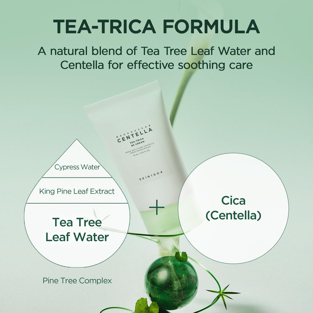 Centella et arbre à thé dans SKIN1004 Tea-Trica B5 Crème.