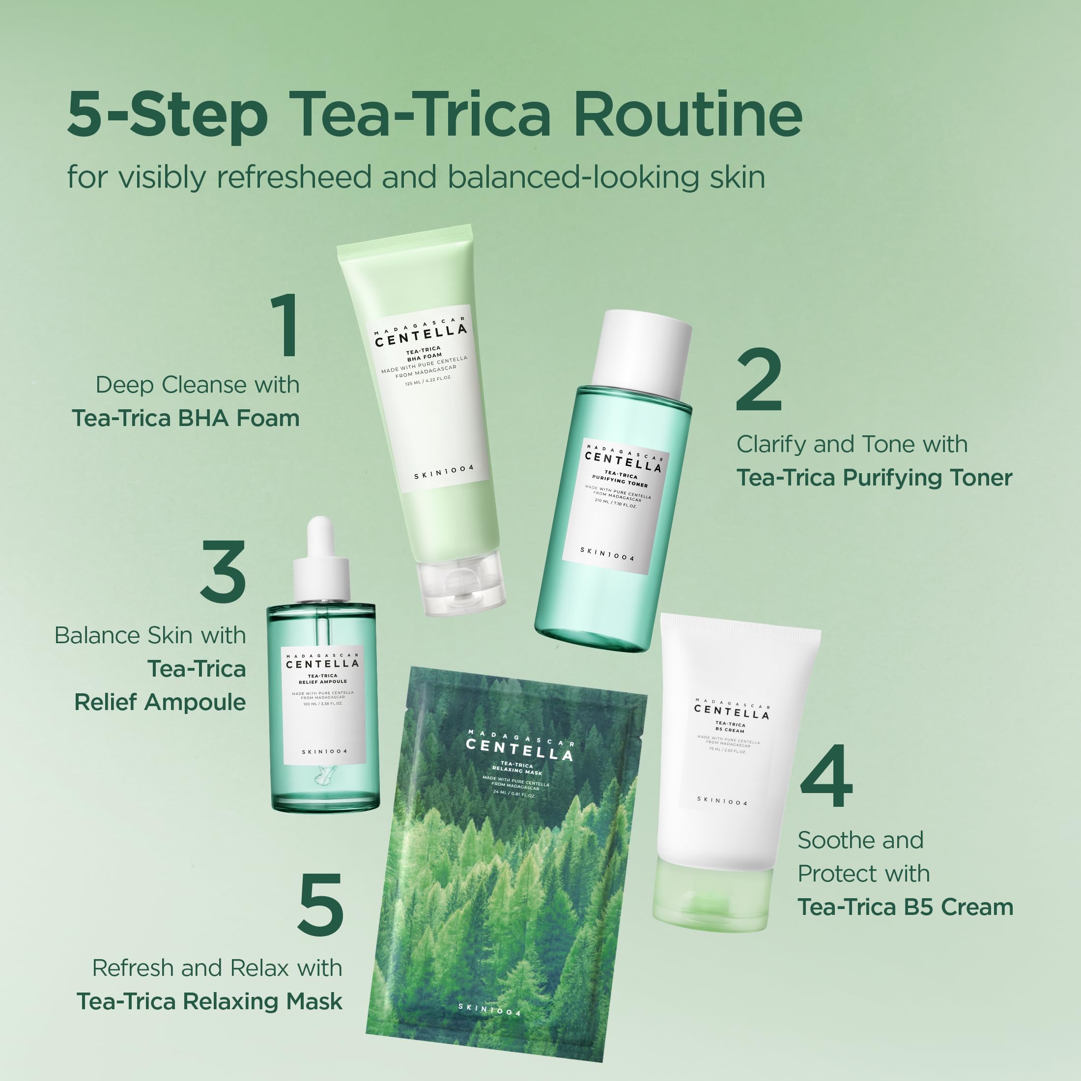 Utilisation de l’étape finale avec SKIN1004 Tea-Trica B5 Crème.