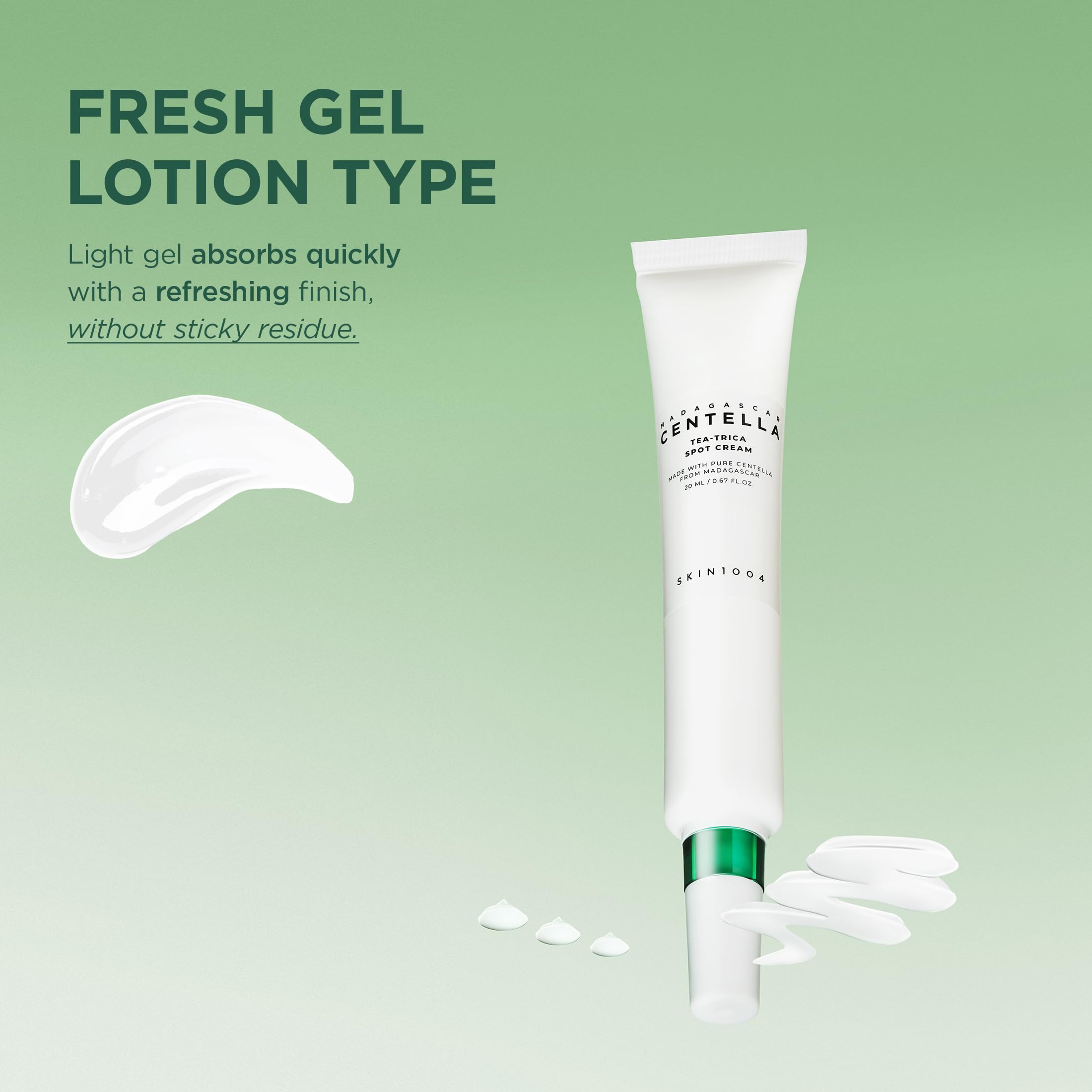 Ingrédients Centella Madagascar et Tea Tree dans SKIN1004 Tea-Trica Spot Cream, apaisement léger.