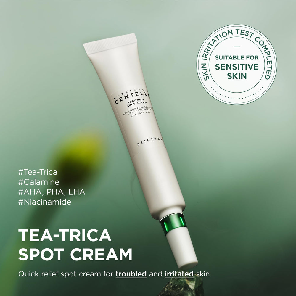 Texture fine de SKIN1004 Tea-Trica Spot Cream, application douce et rapide.
