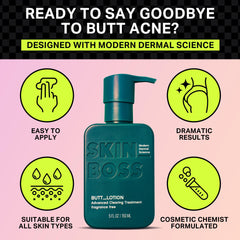 Lotion SKINBOSS Corps application rapide, absorption instantanée et confort immédiat.