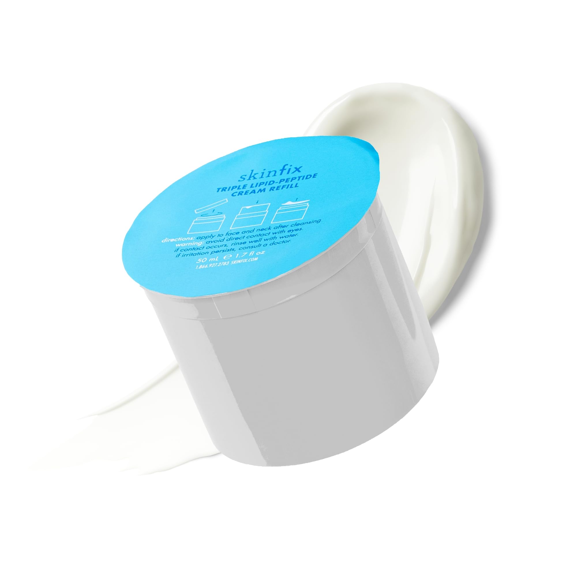 Skinfix Crème triple lipid-peptide recharge flacon 50 ml, hydratation rapide et durable.