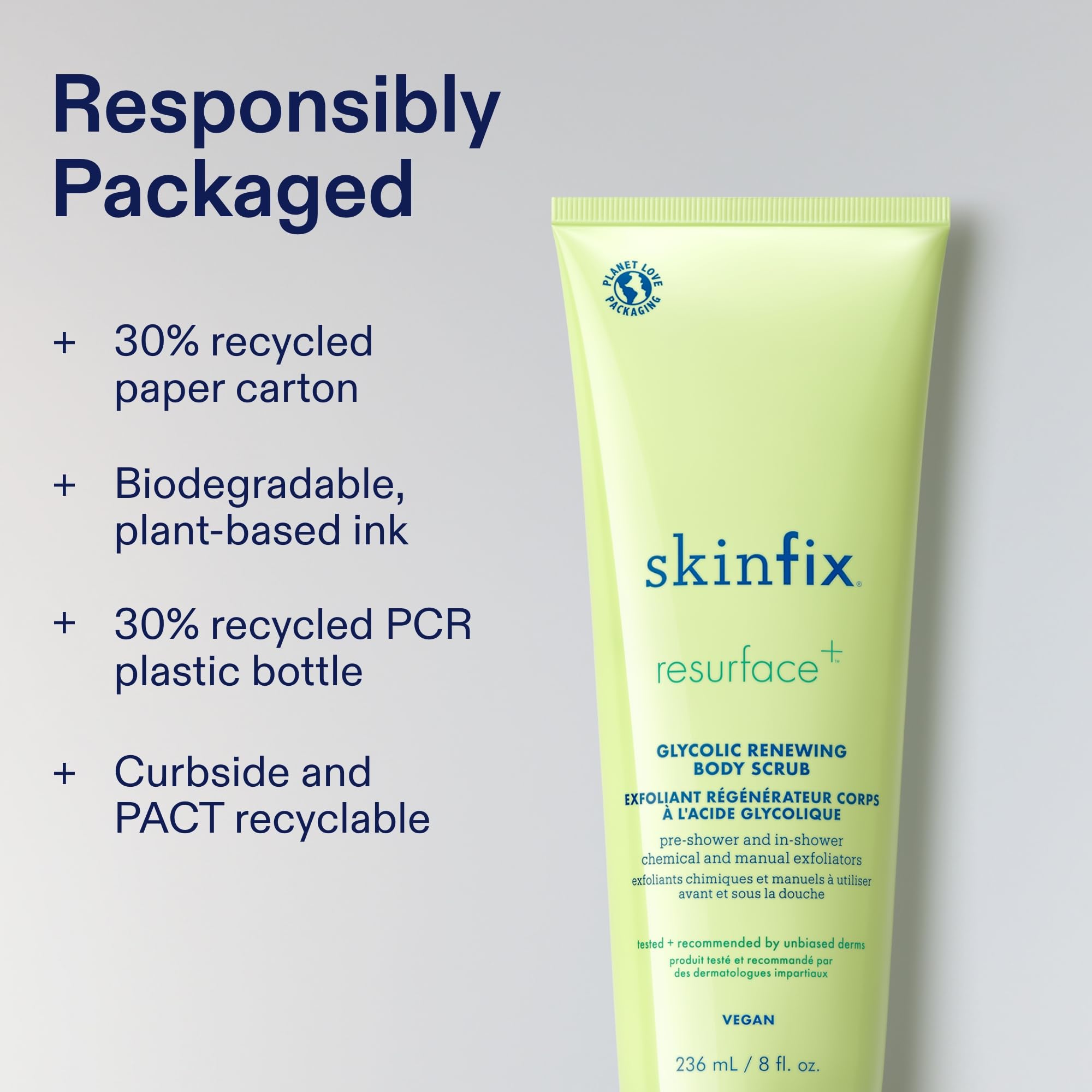 Routine corps avec Skinfix Glycolic Renewing Scrub