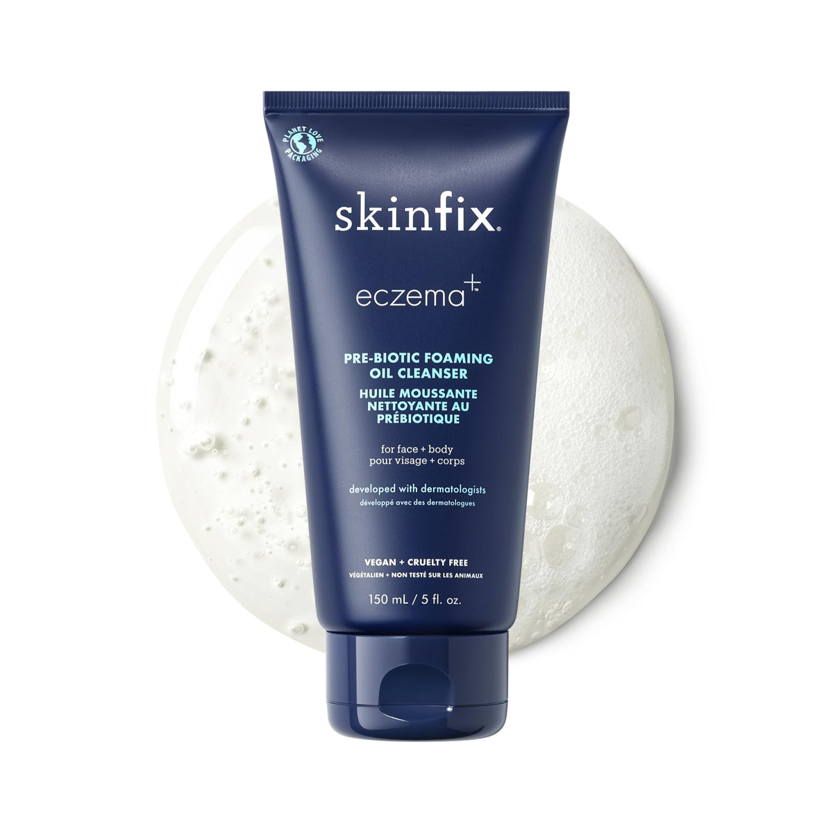 Skinfix huile moussante visages et corps, hydratation douce au quotidien.