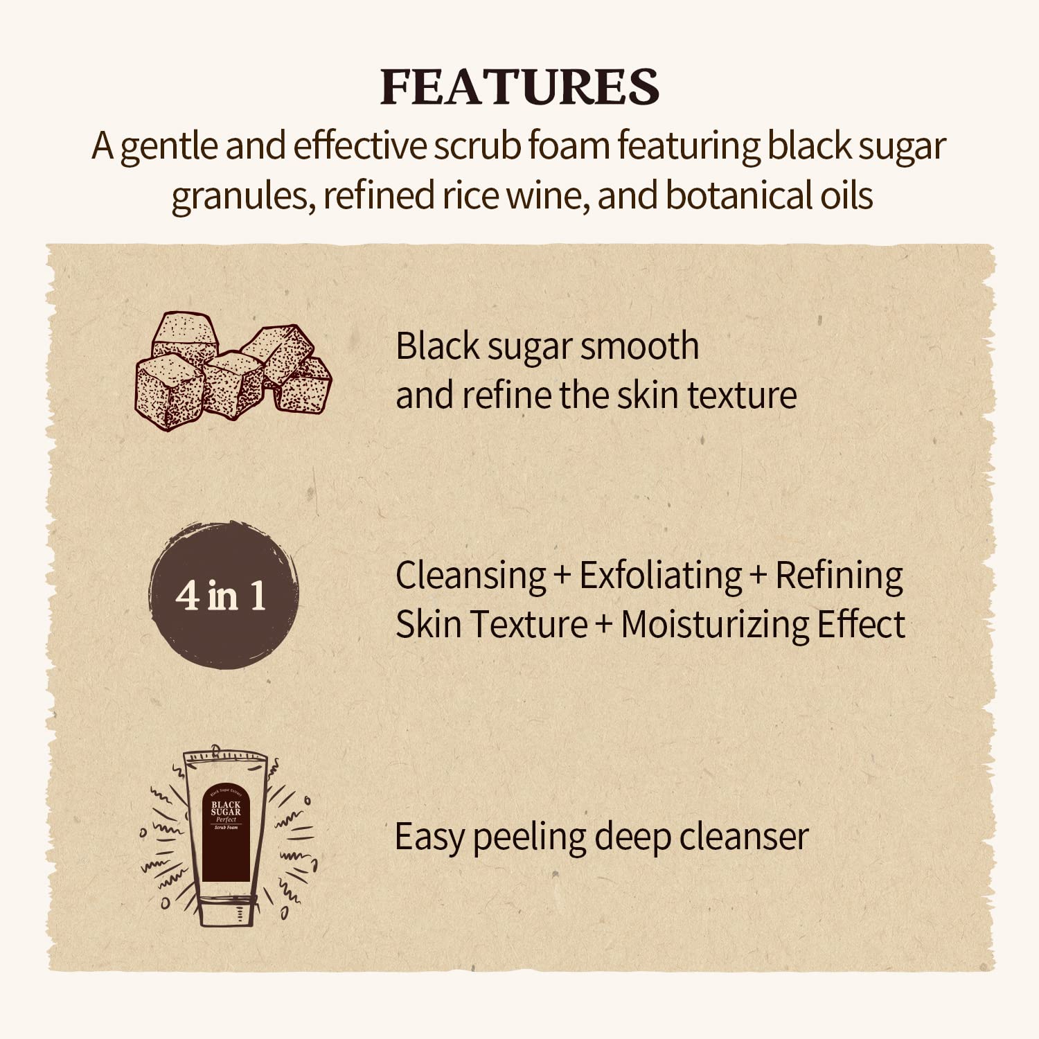SKINFOOD 1957 grains de sucre noir: purification en douceur des pores.