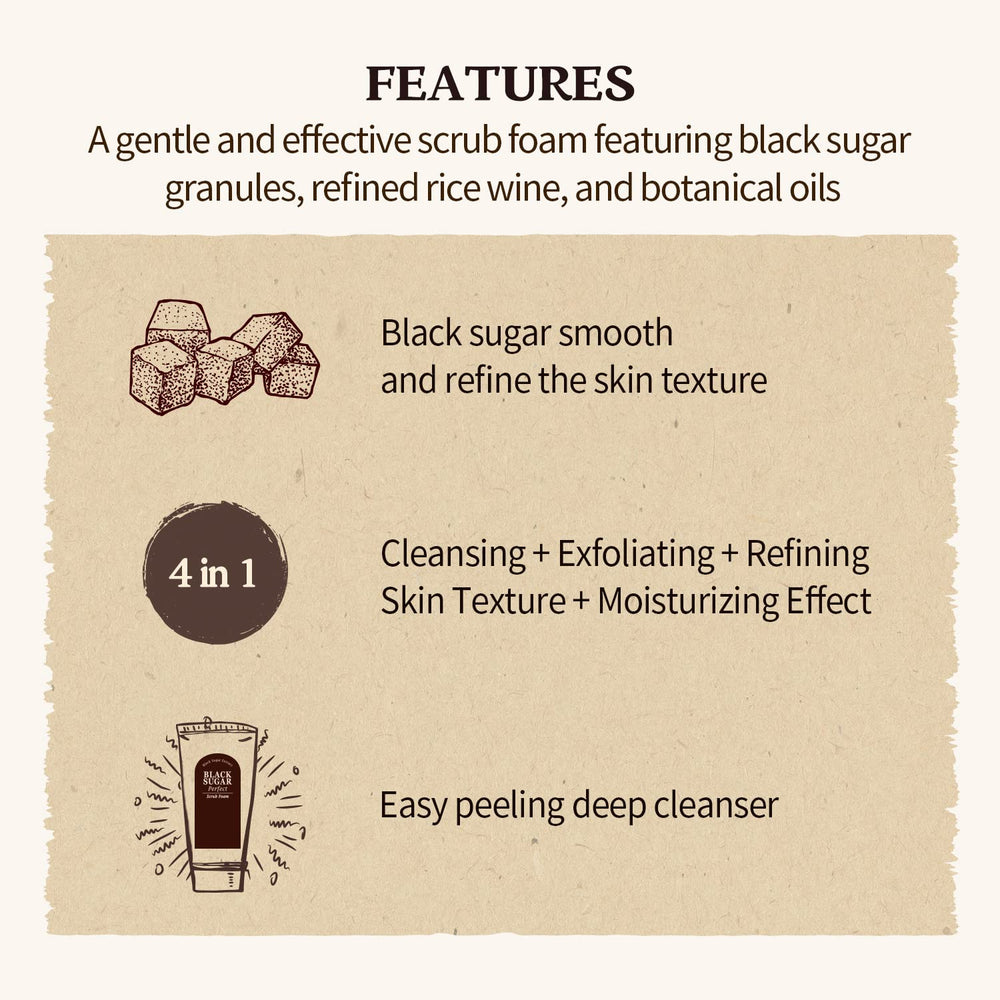 SKINFOOD 1957 grains de sucre noir: purification en douceur des pores.