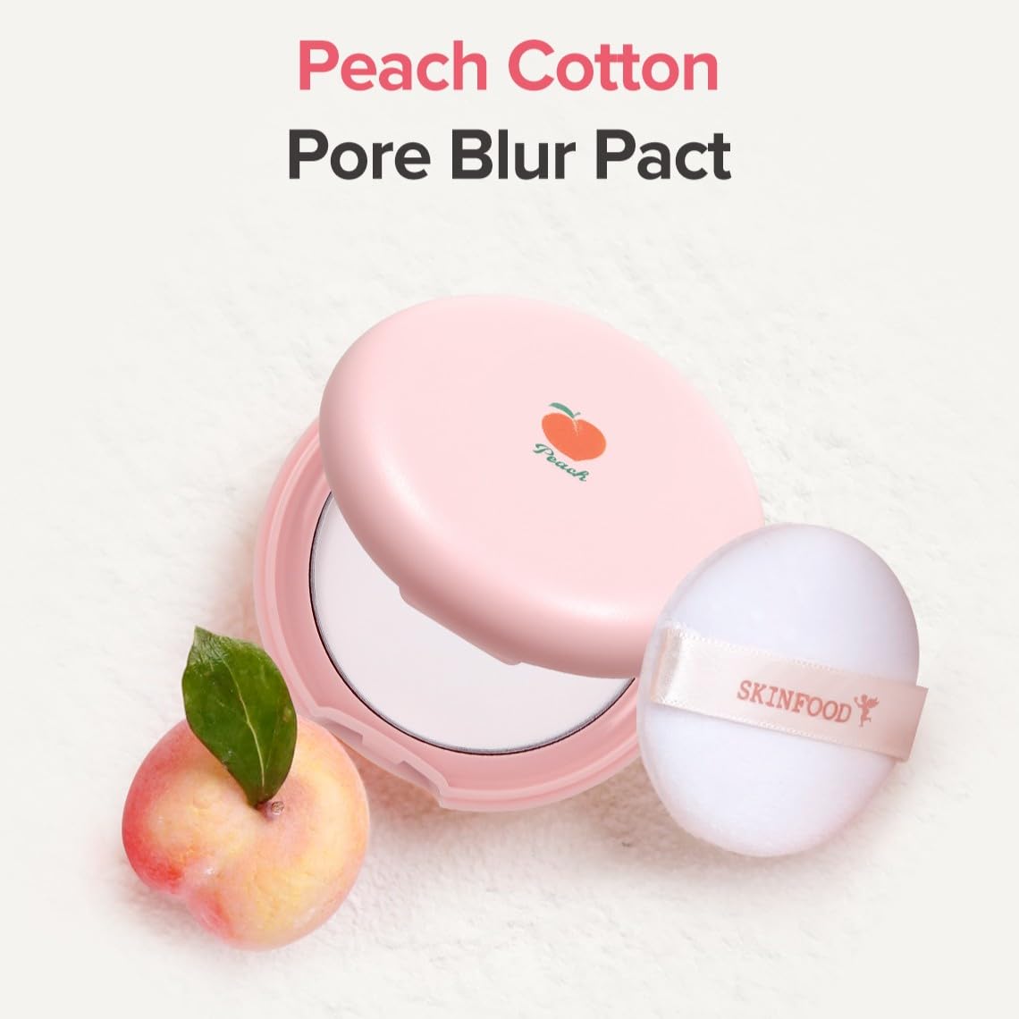 SKINFOOD 1957 Peach Cotton Pore Blur Pact – texture soyeuse et poudre minérale