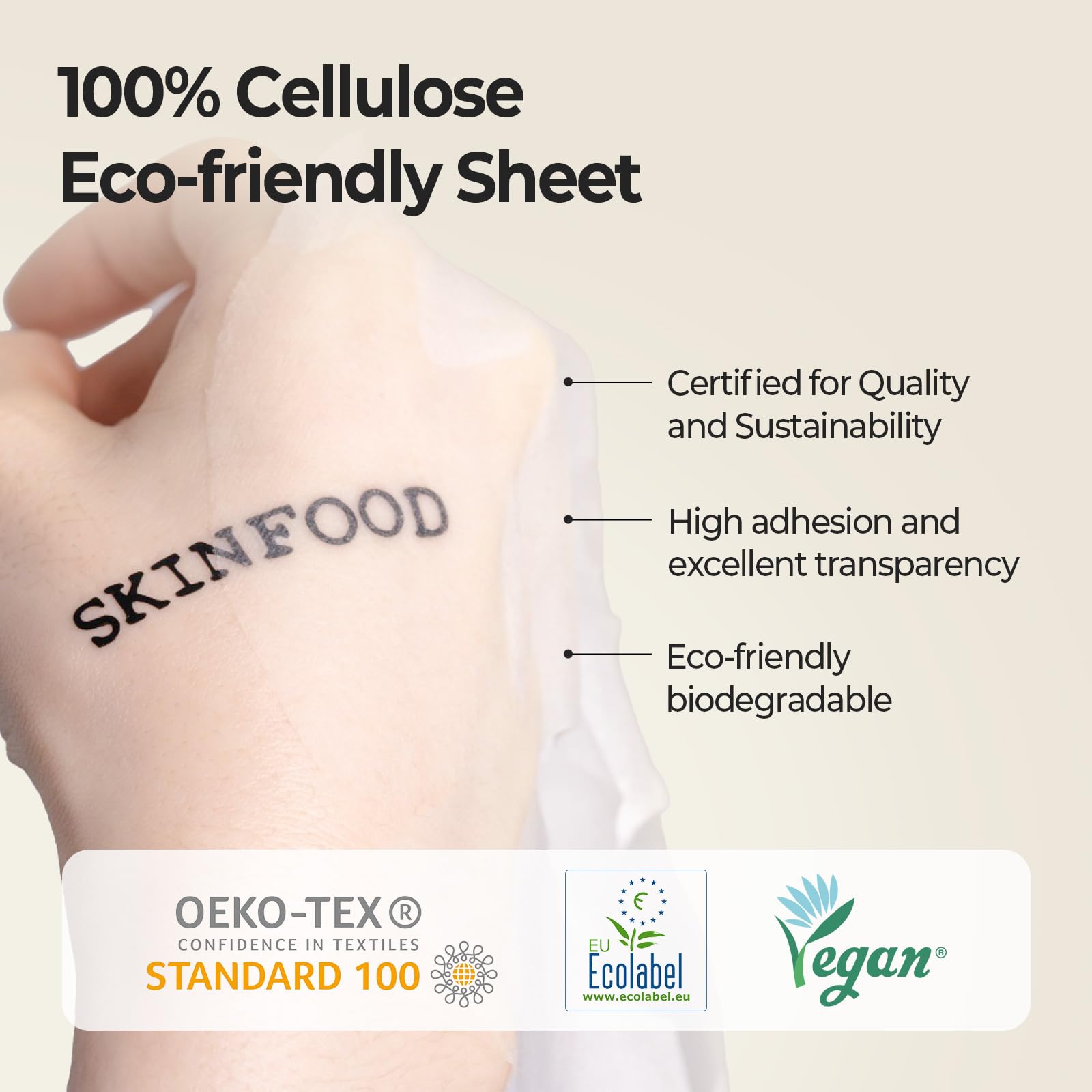 Absorption rapide grâce à la feuille en cellulose du masque SKINFOOD.