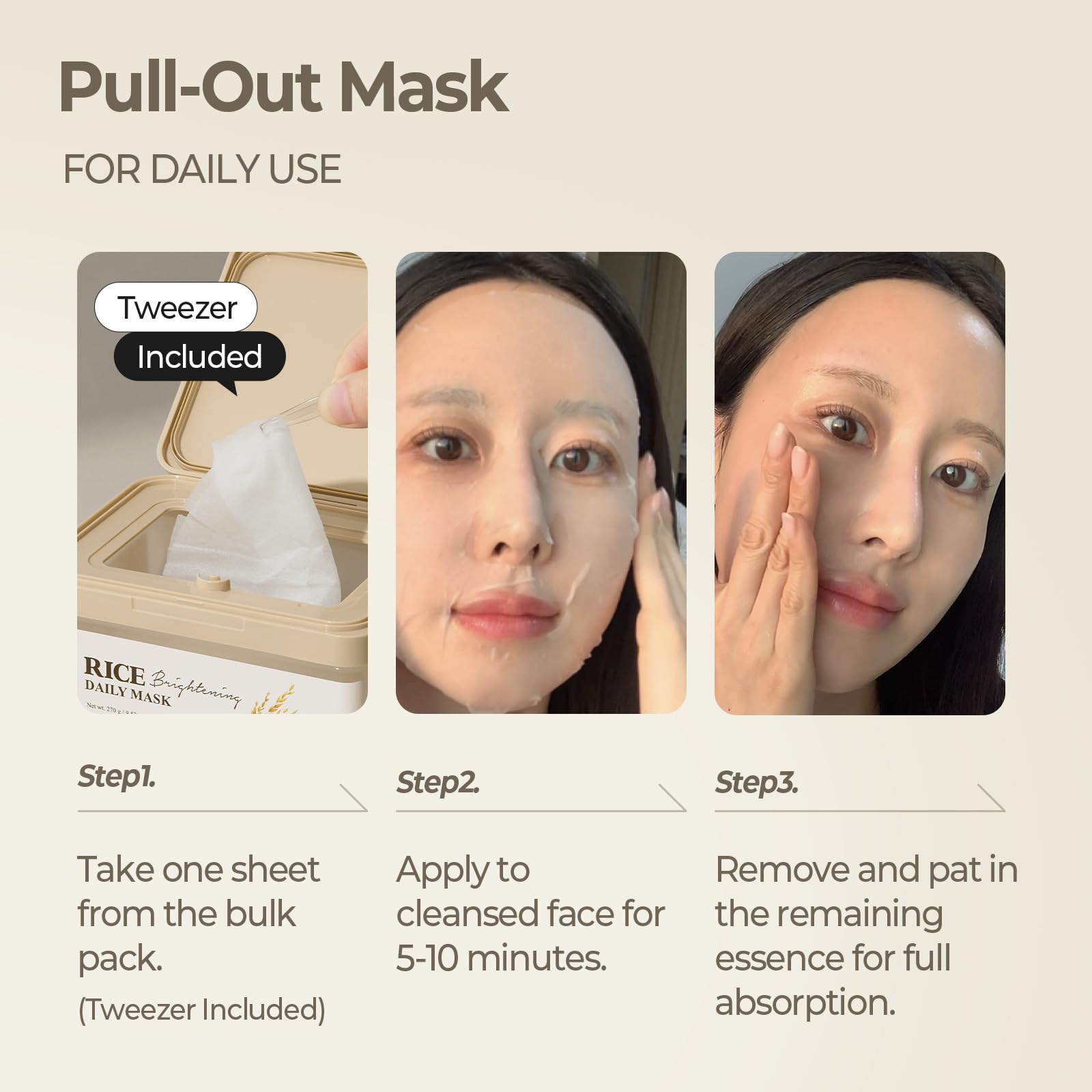 Effet éclat peau verre après utilisation du masque SKINFOOD Rice Daily.