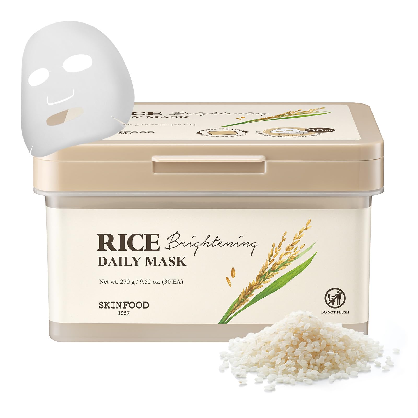 SKINFOOD Rice Daily Mask emballage pratique pour votre routine quotidienne.