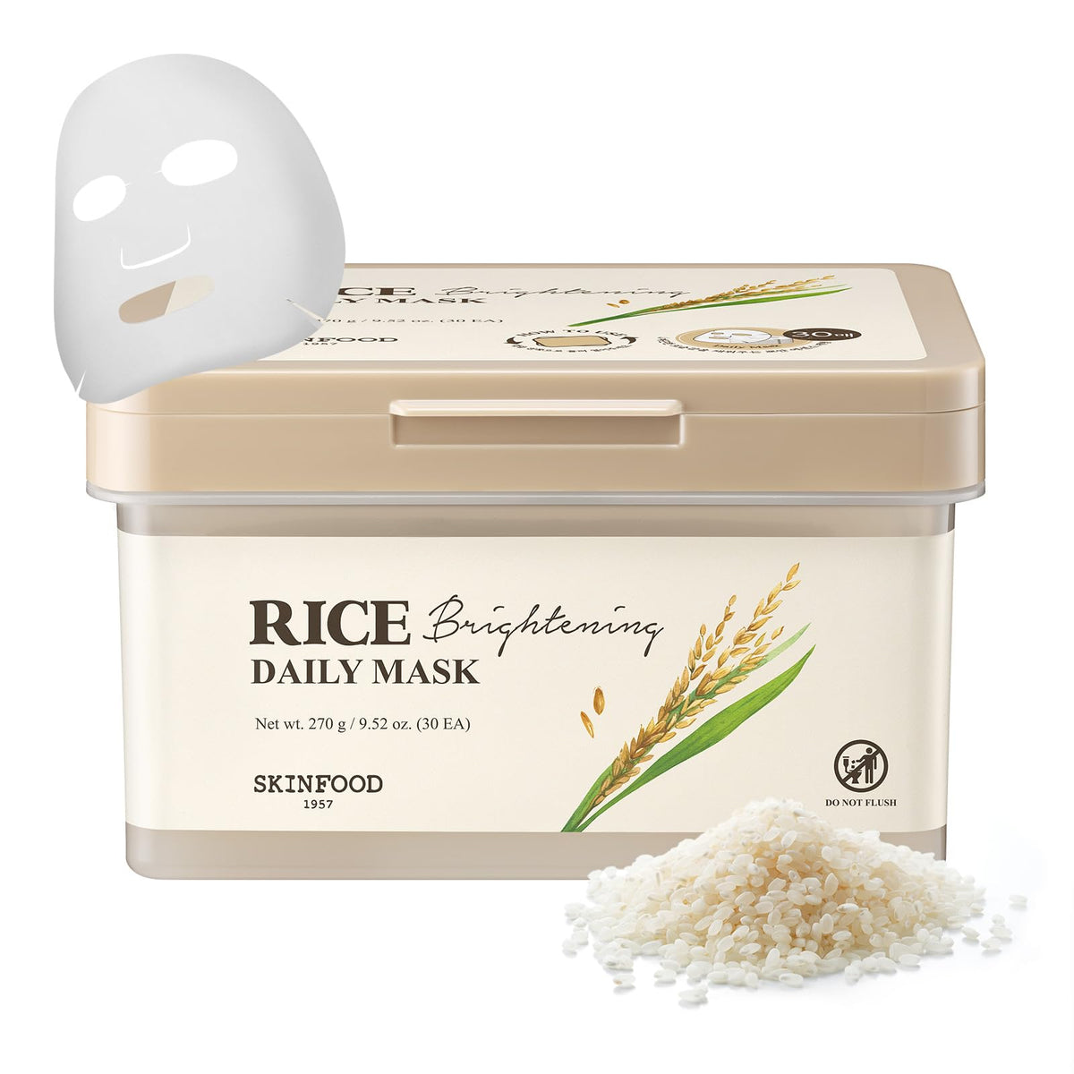 SKINFOOD Rice Daily Mask emballage pratique pour votre routine quotidienne.